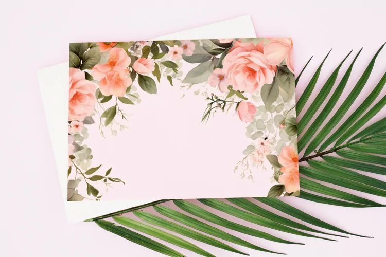 Watercolor Floral Border for wedding invitations