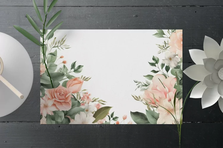 Watercolor Floral Border, Wedding card illustration