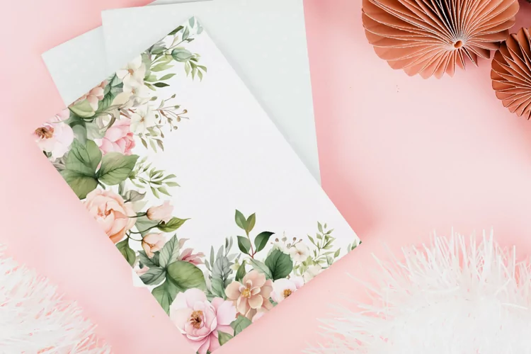 Watercolor Floral Border for wedding invitations