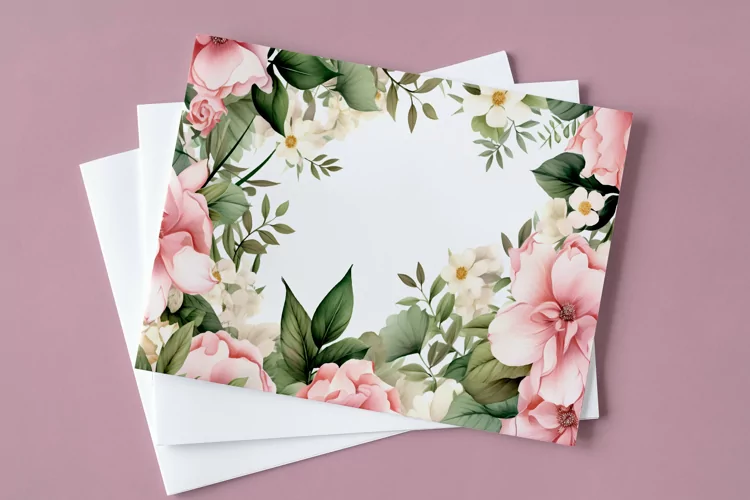 Watercolor Floral Border, Wedding card illustration