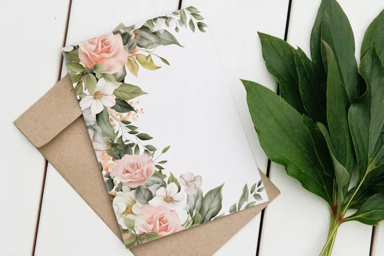 Watercolor Floral Border for wedding invitations