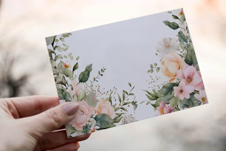 Watercolor Floral Border, Wedding card illustration