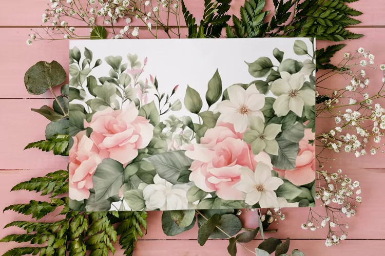 Watercolor Floral Border, Wedding card illustration