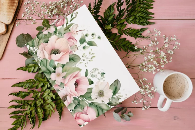 Watercolor Floral Border for wedding invitations