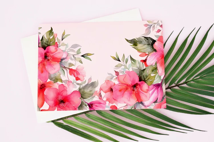 Watercolor Floral Border for wedding invitations