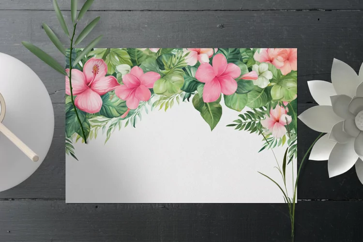 Watercolor Floral Border, Wedding card illustration
