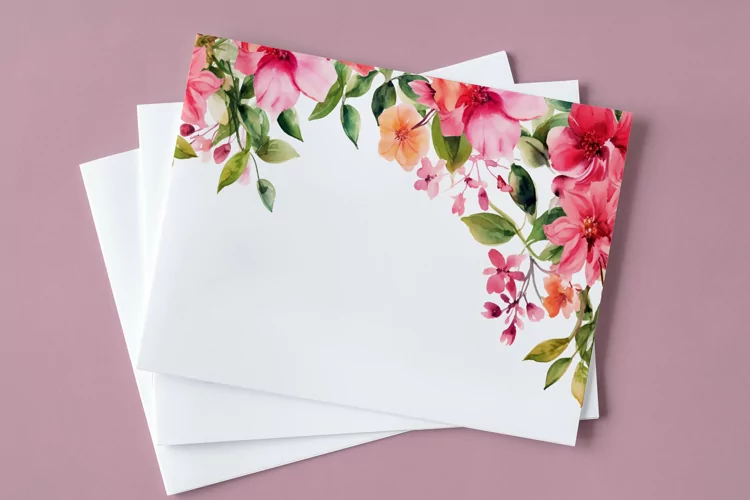 Watercolor Floral Border, Wedding card illustration