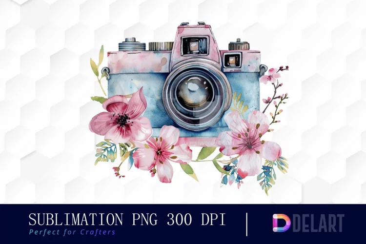 Floral Camera PNG Clipart