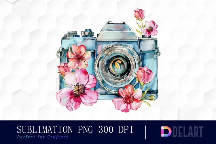 Floral Camera PNG Clipart