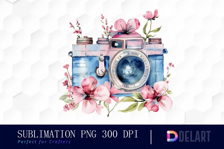 Floral Camera Illustration Clipart