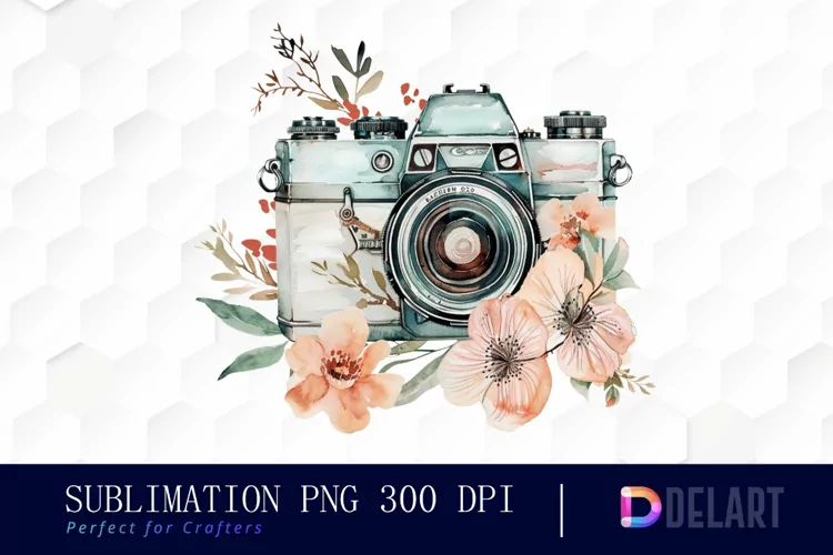 Floral Camera PNG Clipart