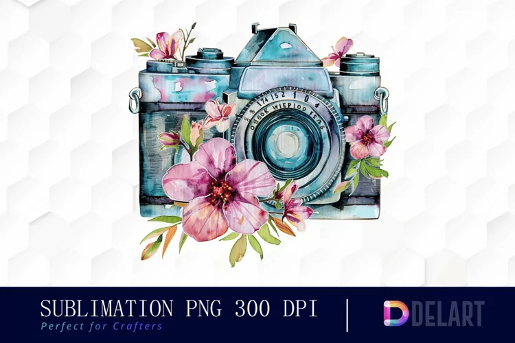 Floral Camera Graphics Clipart
