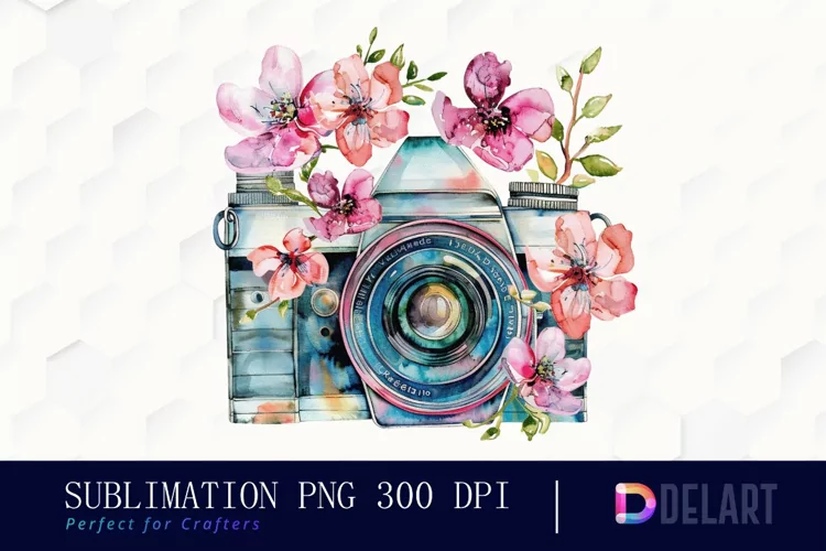 Floral Camera Graphics Clipart