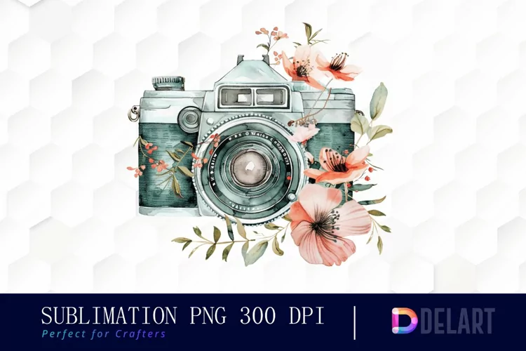 Floral Camera Design Clipart