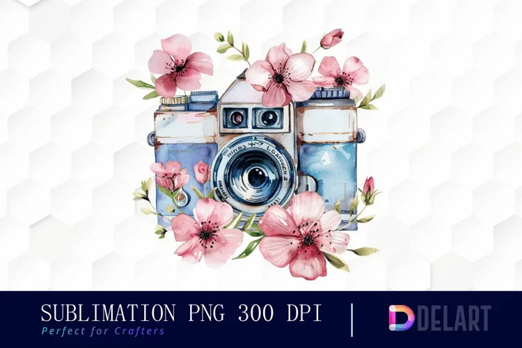 Floral Camera Graphics Clipart