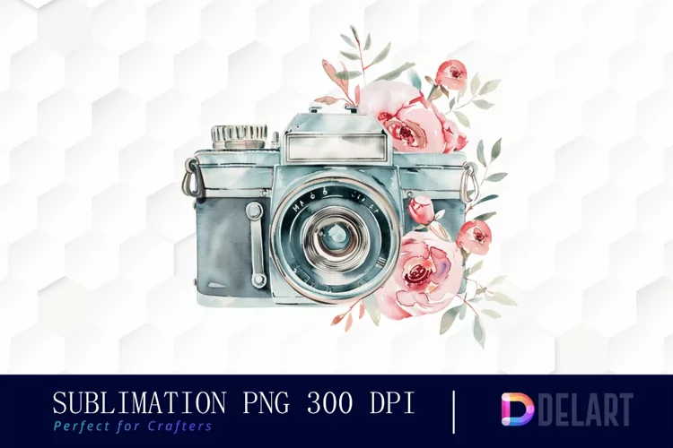Floral Camera PNG Clipart