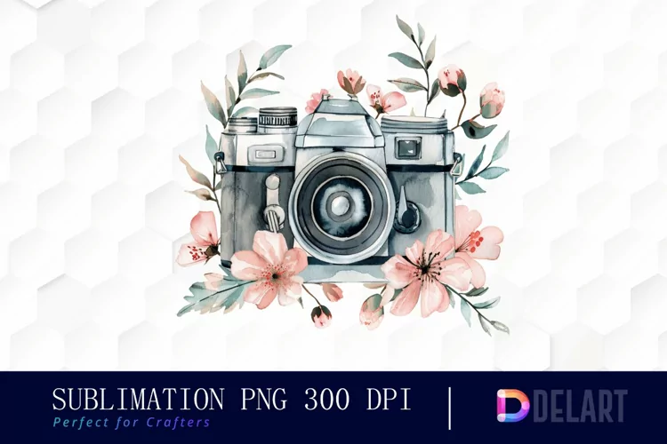 Floral Camera PNG Clipart