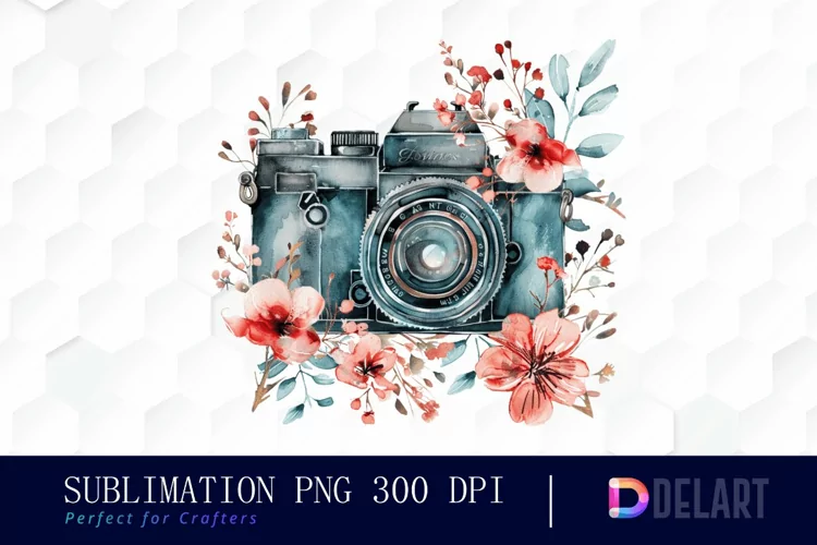 Floral Camera PNG Clipart