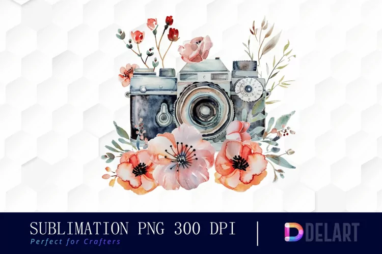 Floral Camera Design Clipart