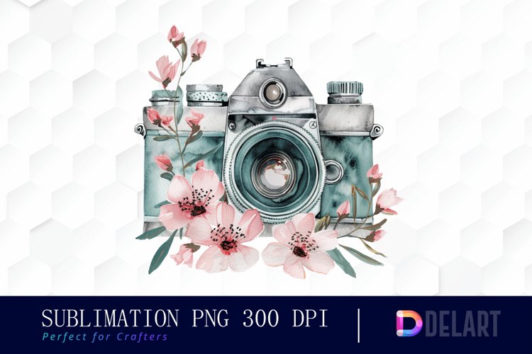 Floral Camera Illustration Clipart