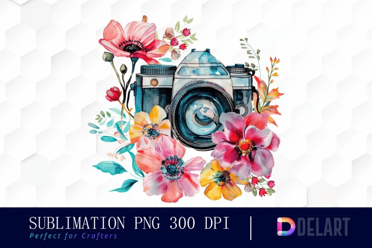 Floral Camera Illustration Clipart example image 1