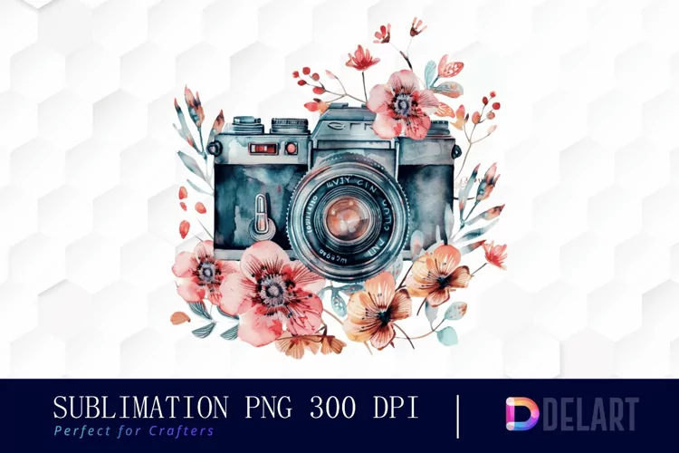Floral Camera Graphics Clipart