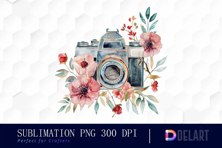 Floral Camera PNG Clipart