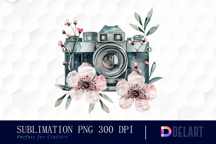 Floral Camera Illustration Clipart