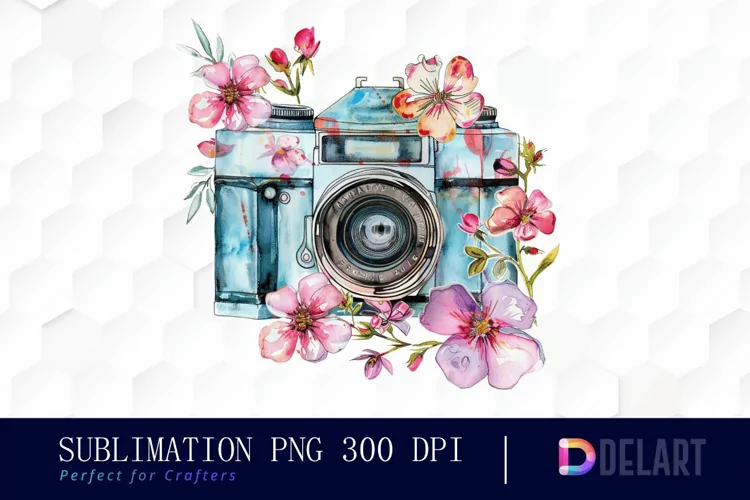 Floral Camera Design Clipart