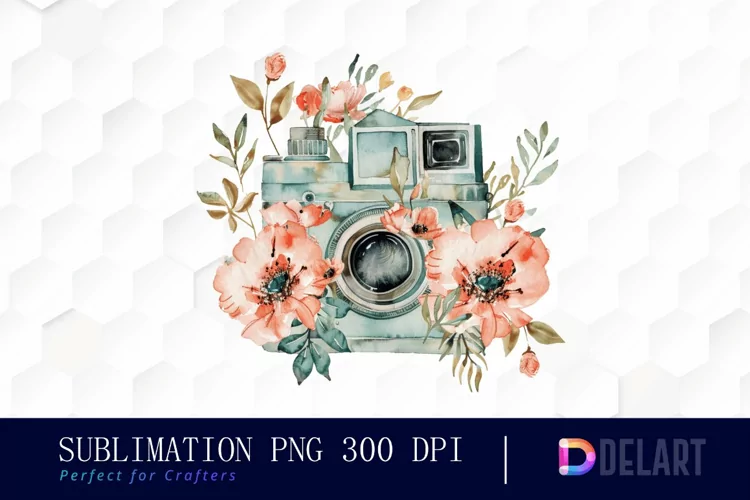 Floral Camera PNG Clipart
