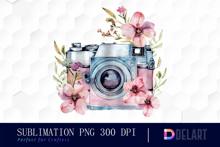 Floral Camera Graphics Clipart