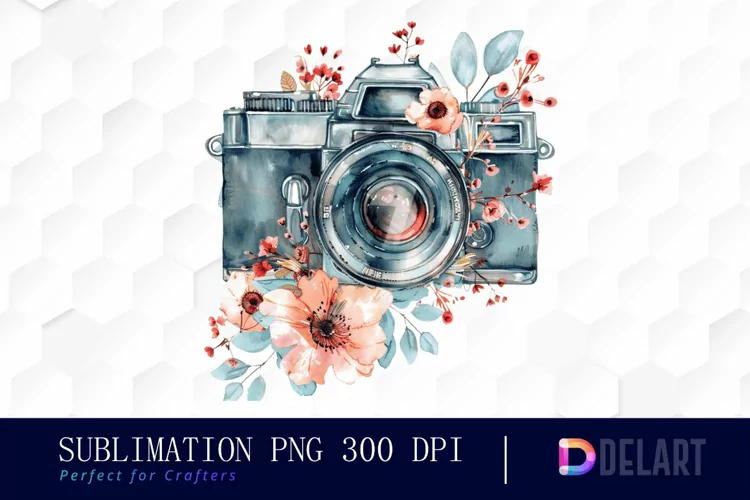 Floral Camera Graphics Clipart