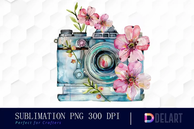 Floral Camera Sublimation PNG Clipart