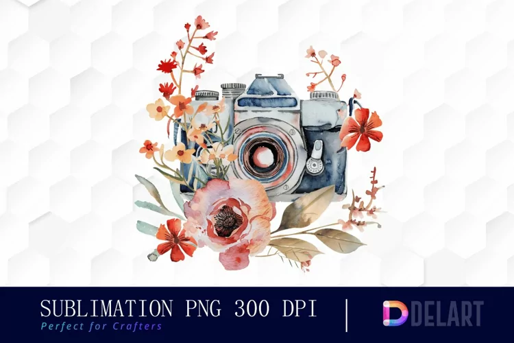 Floral Camera Graphics Clipart