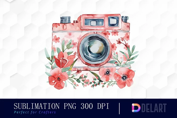 Floral Camera Illustration Clipart