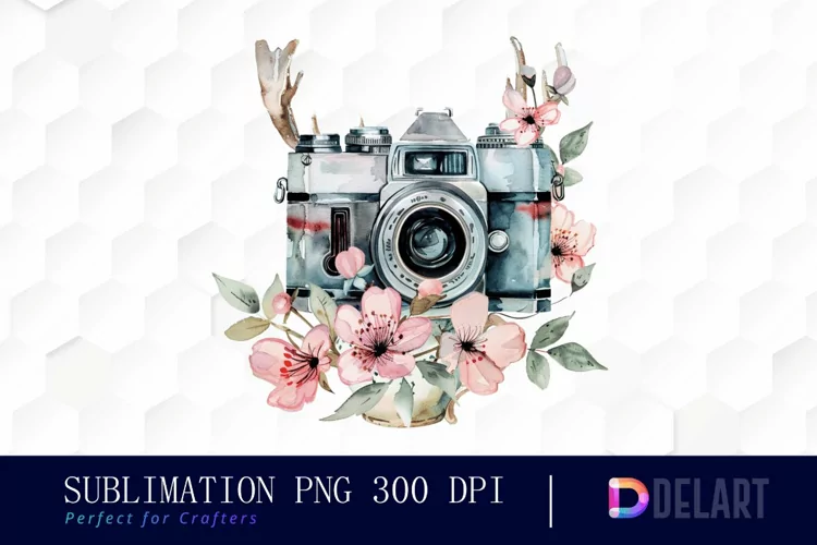 Floral Camera Graphics Clipart
