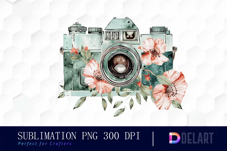 Floral Camera PNG Clipart
