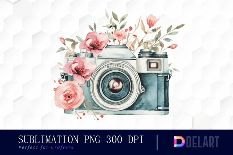 Floral Camera Graphics Clipart