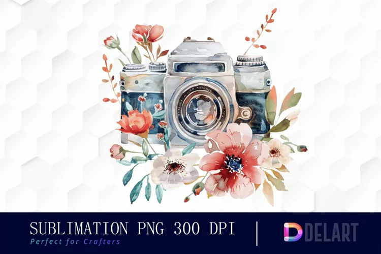 Floral Camera PNG Clipart