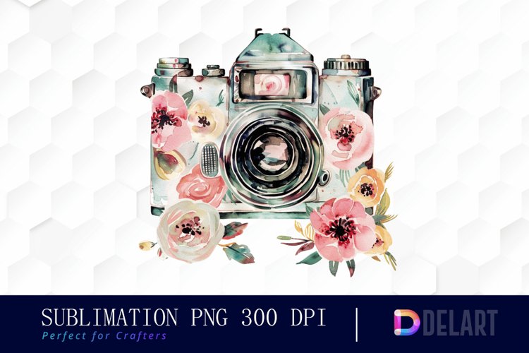 Floral Camera Sublimation PNG Clipart