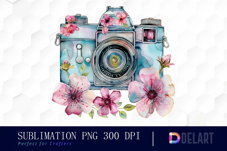 Floral Camera Graphics Clipart