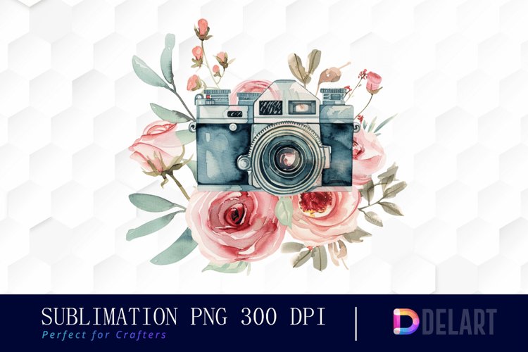 Floral Camera Illustration Clipart