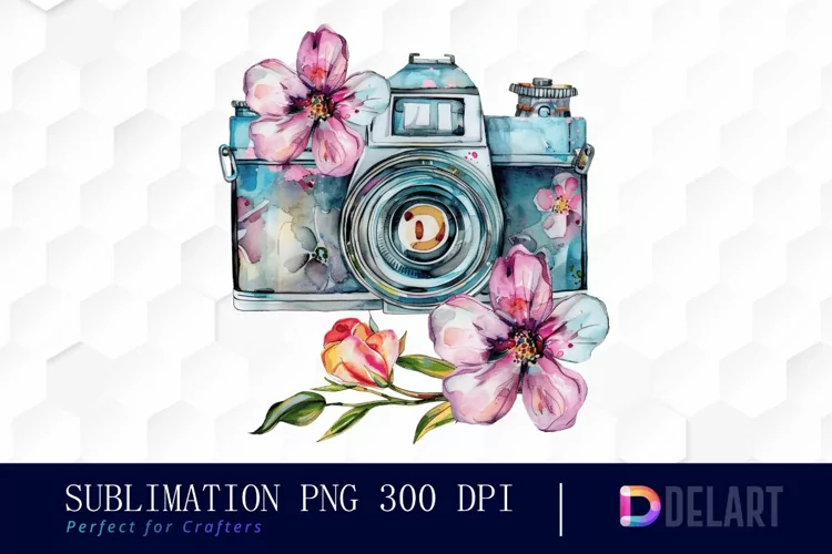 Floral Camera PNG Clipart