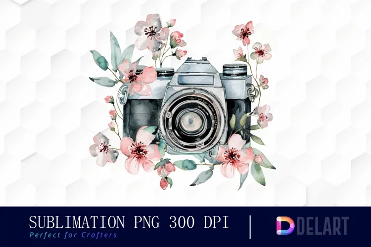 Floral Camera Graphics Clipart