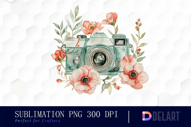 Floral Camera PNG Clipart