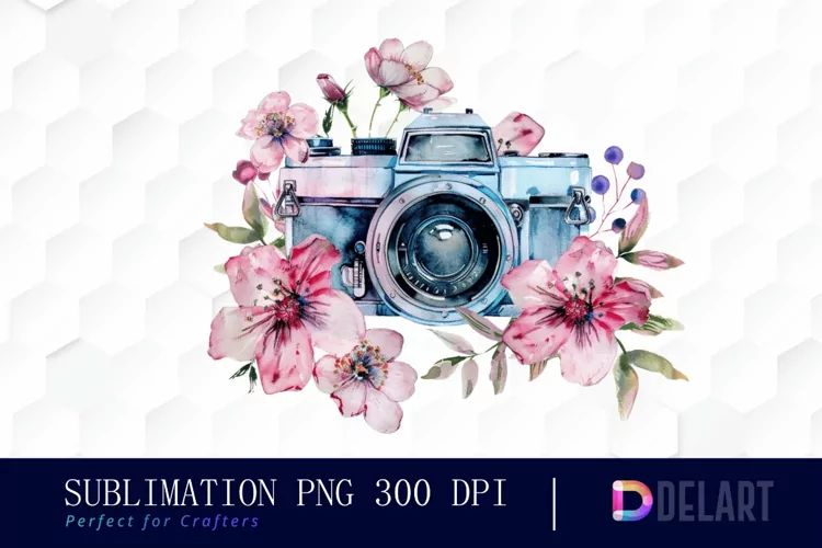 Floral Camera Graphics Clipart
