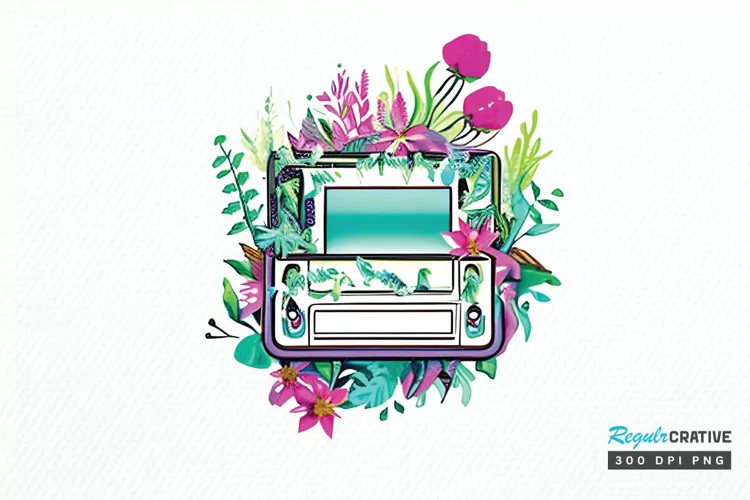 Watercolor Floral Cassettes PNG Clipart