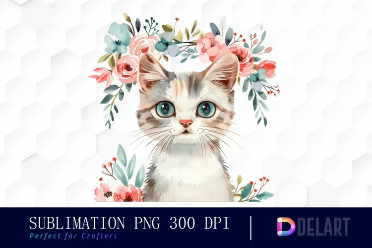 Floral Cat Graphics Clipart