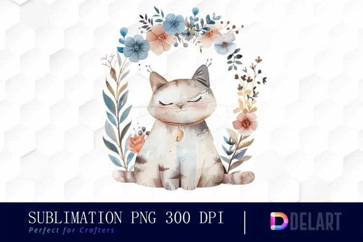 Floral Cat PNG Clipart