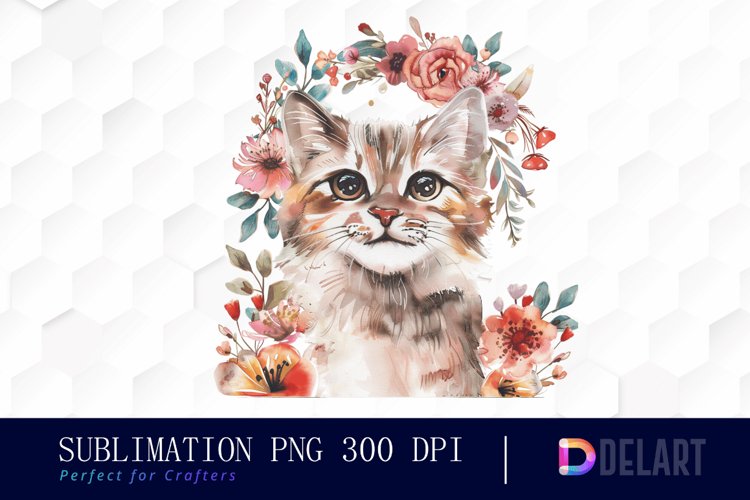 Floral Cat PNG Clipart